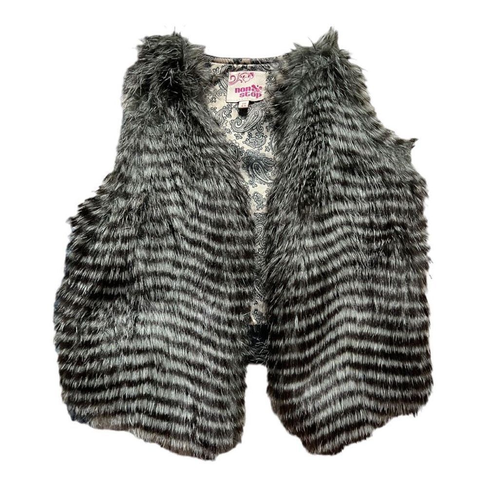 Youth Girls Non Stop Faux Fur Paisley Lined Chic Vest - Sz 4/6